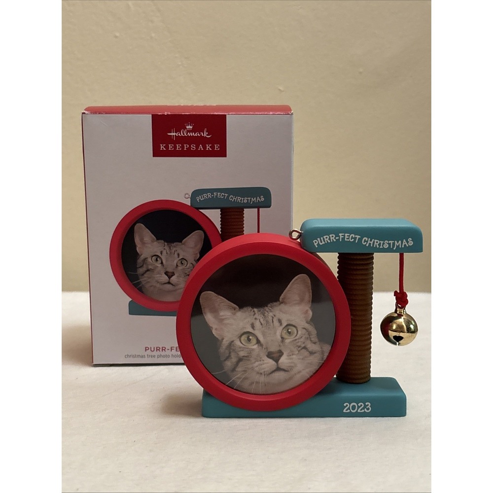 2023 Hallmark Keepsake Purr-fect Photo Holder Christmas Ornament Cat Red Teal